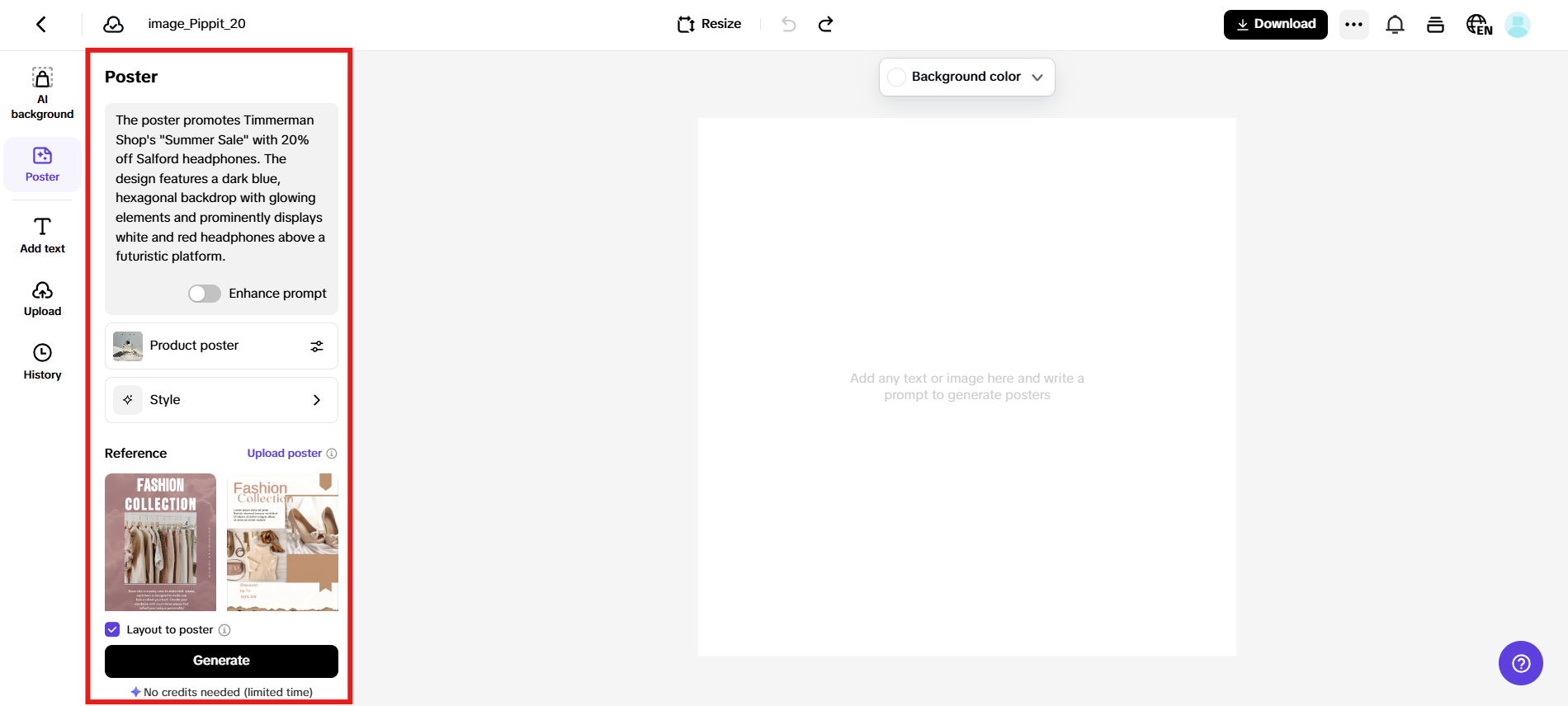 Enter prompt and generate