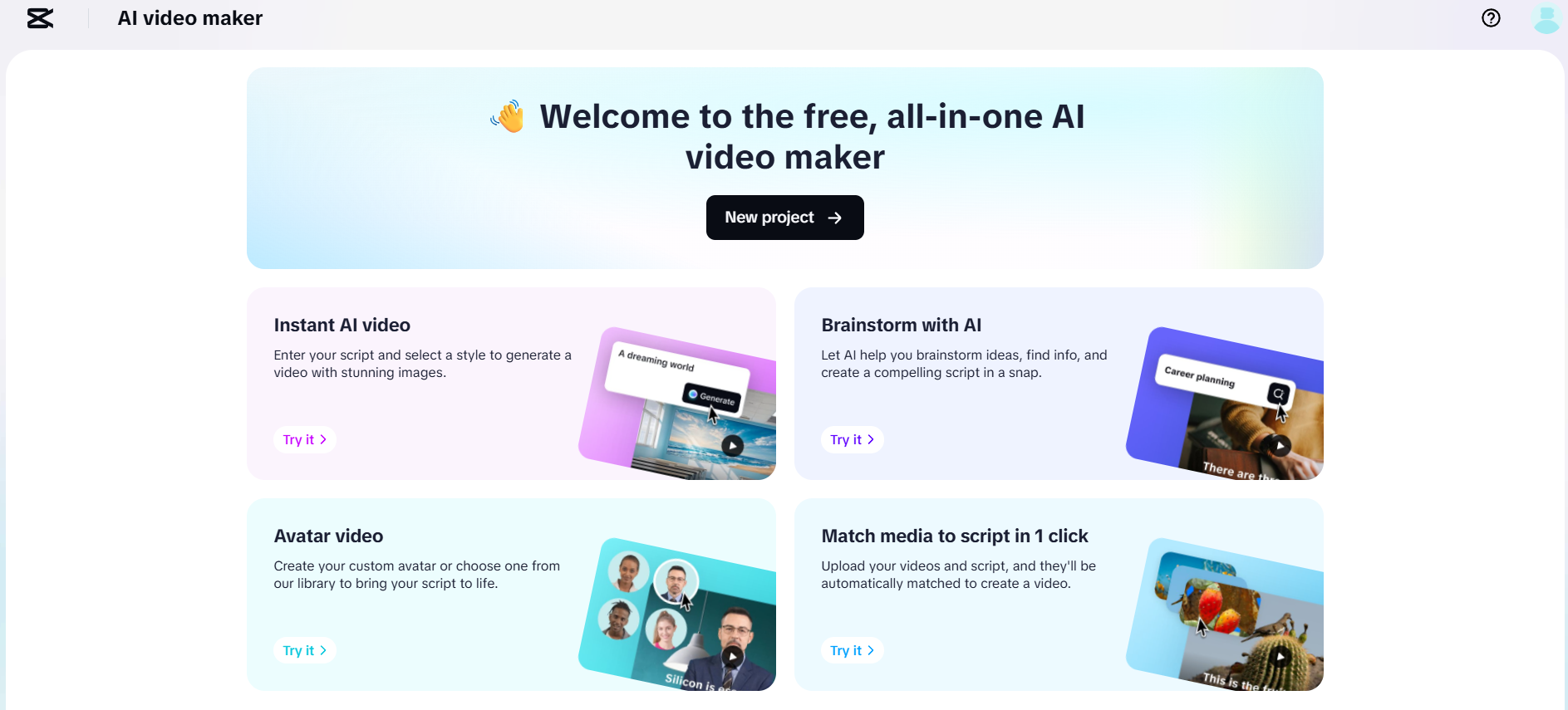 CapCut Web: สร้างวิดีโออวตาร