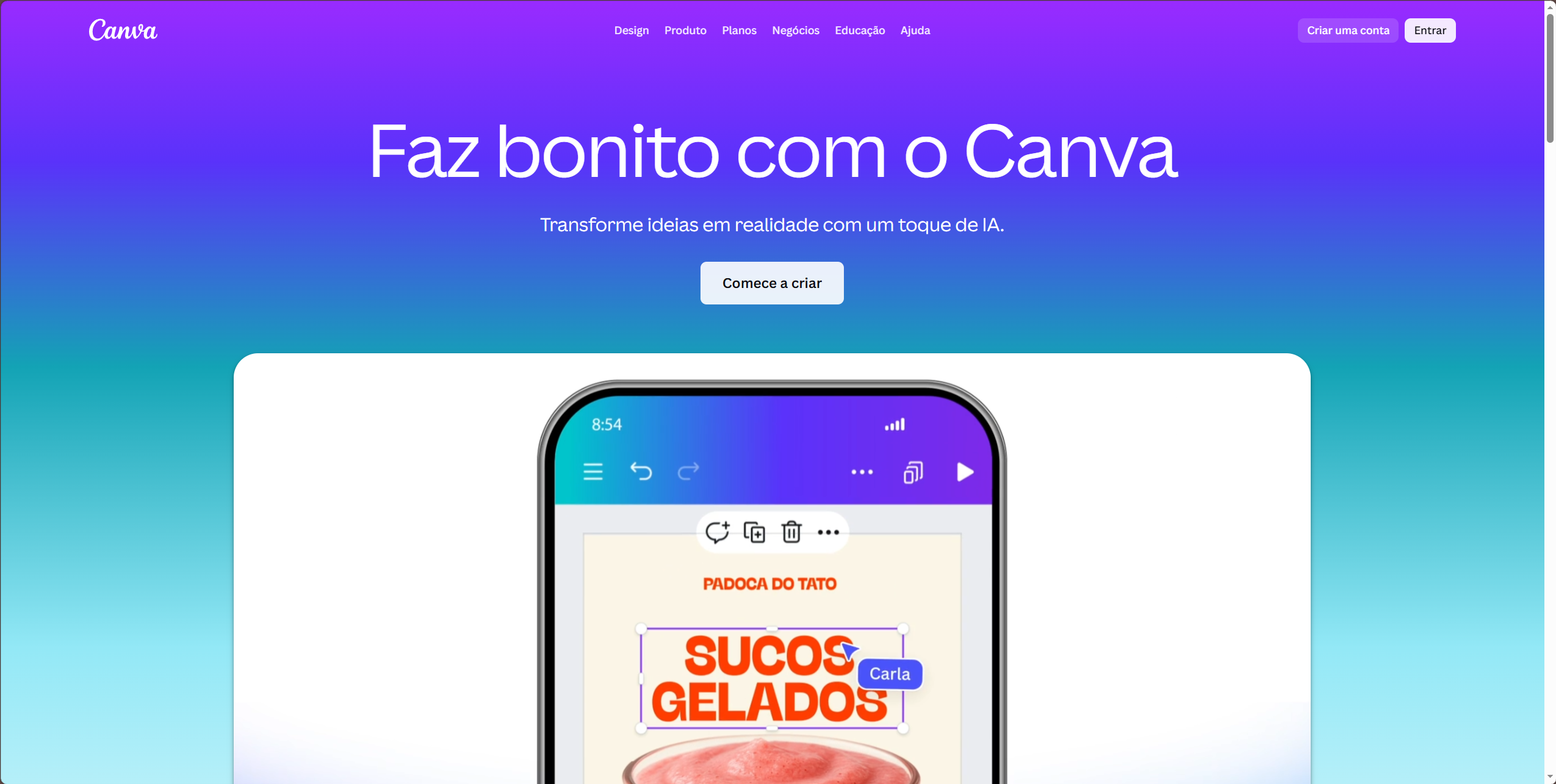 Interface Canva