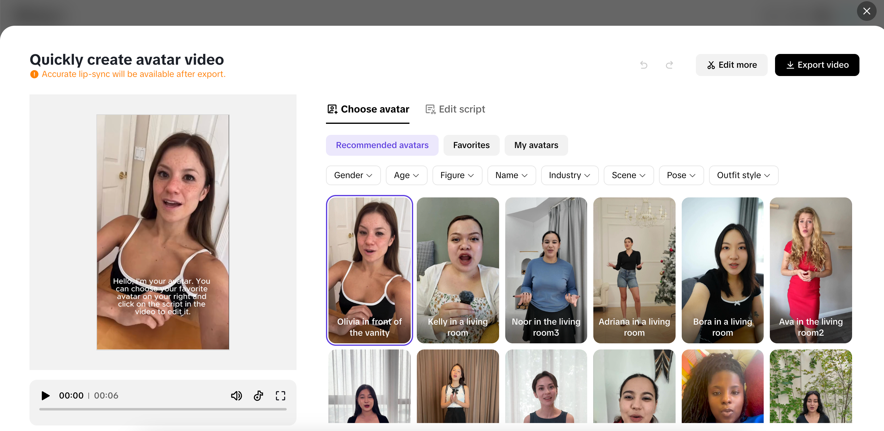Diverse avatar selection