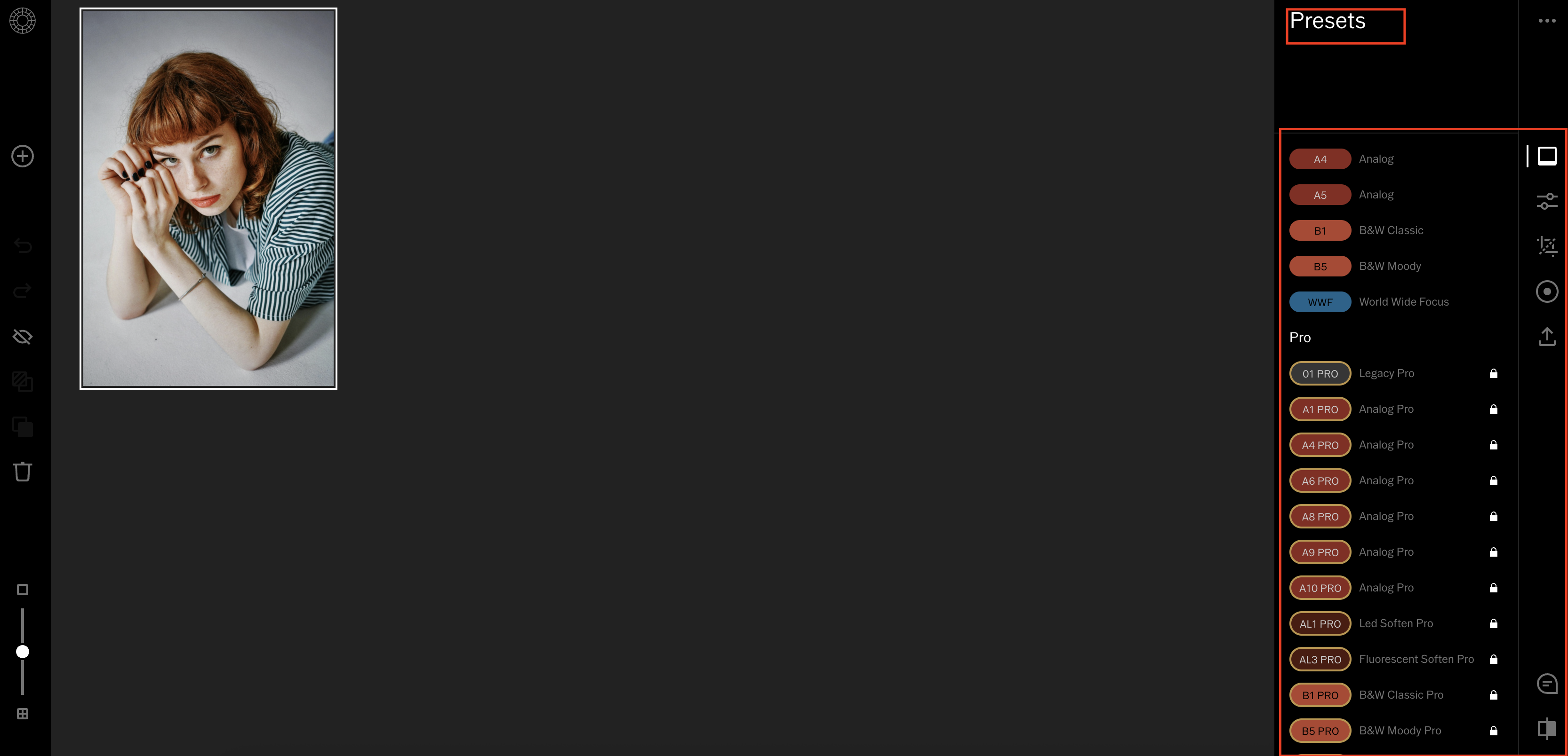 Applica un preset all'immagine