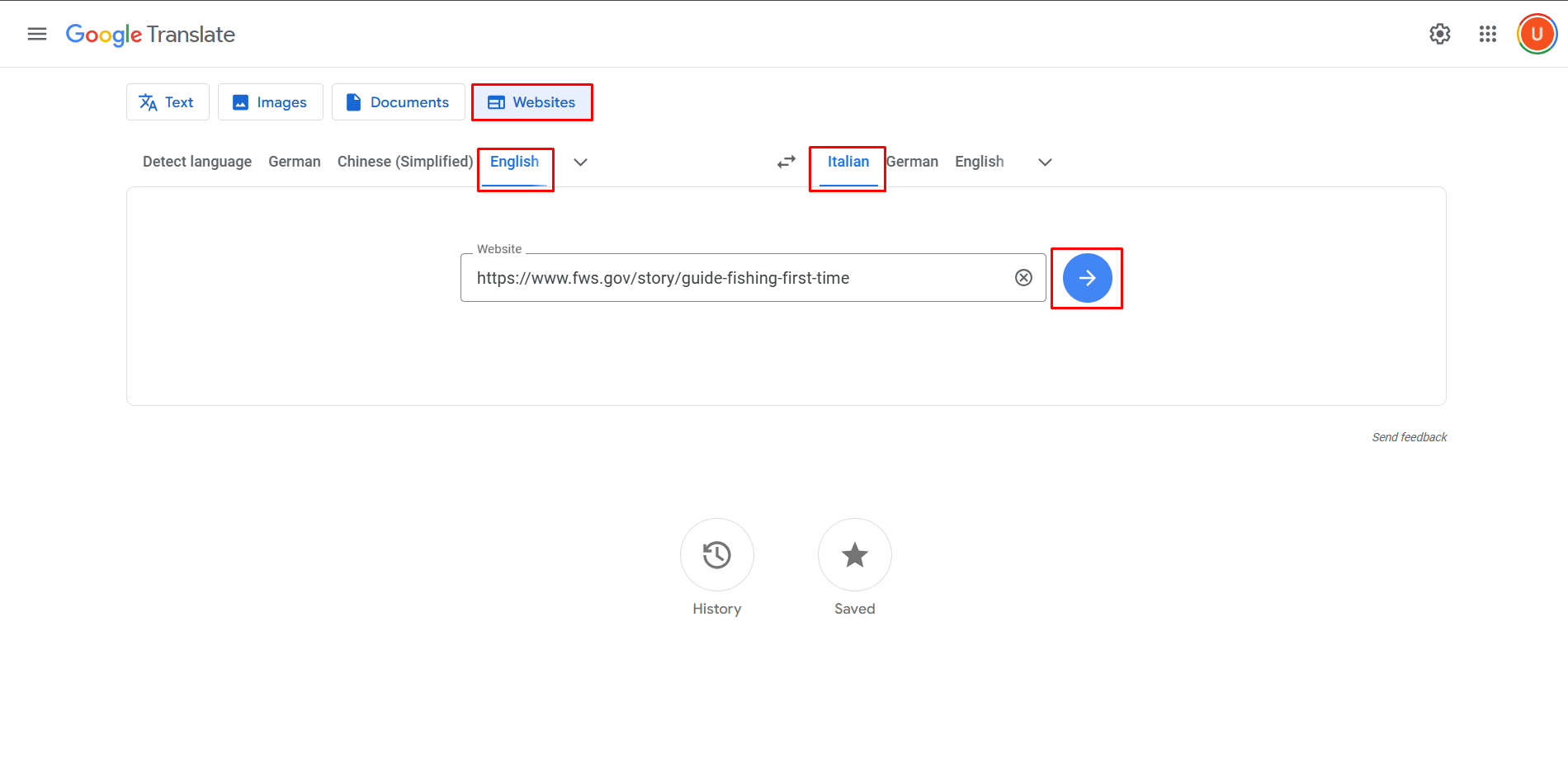 A quick way to turn an English website to Italian with Google Translate