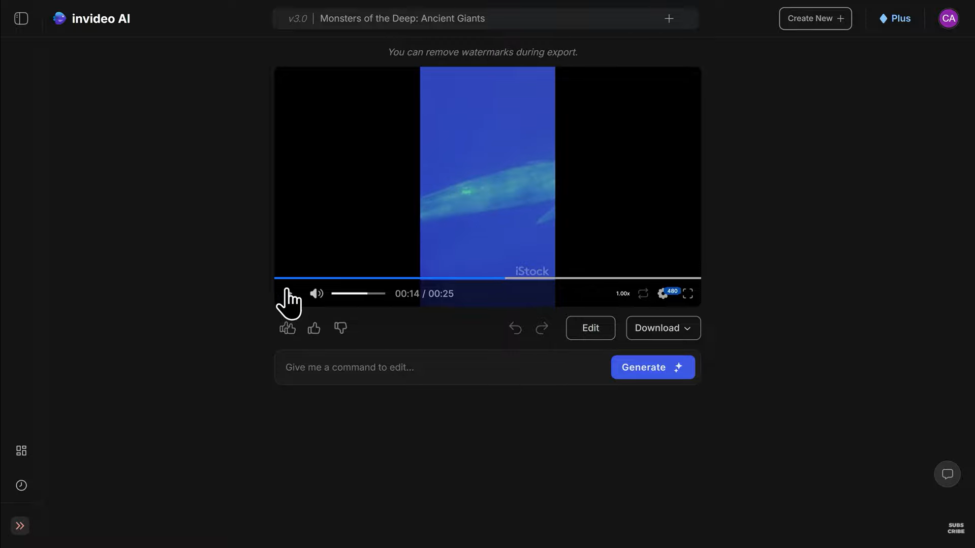 Schnittstelle von Invideo AI – eine schnelle Möglichkeit, Produktvideos mit KI zu erstellen.