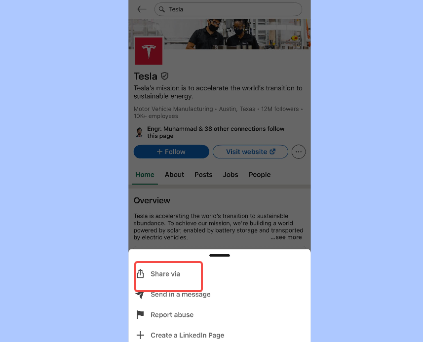 Share others' profile link