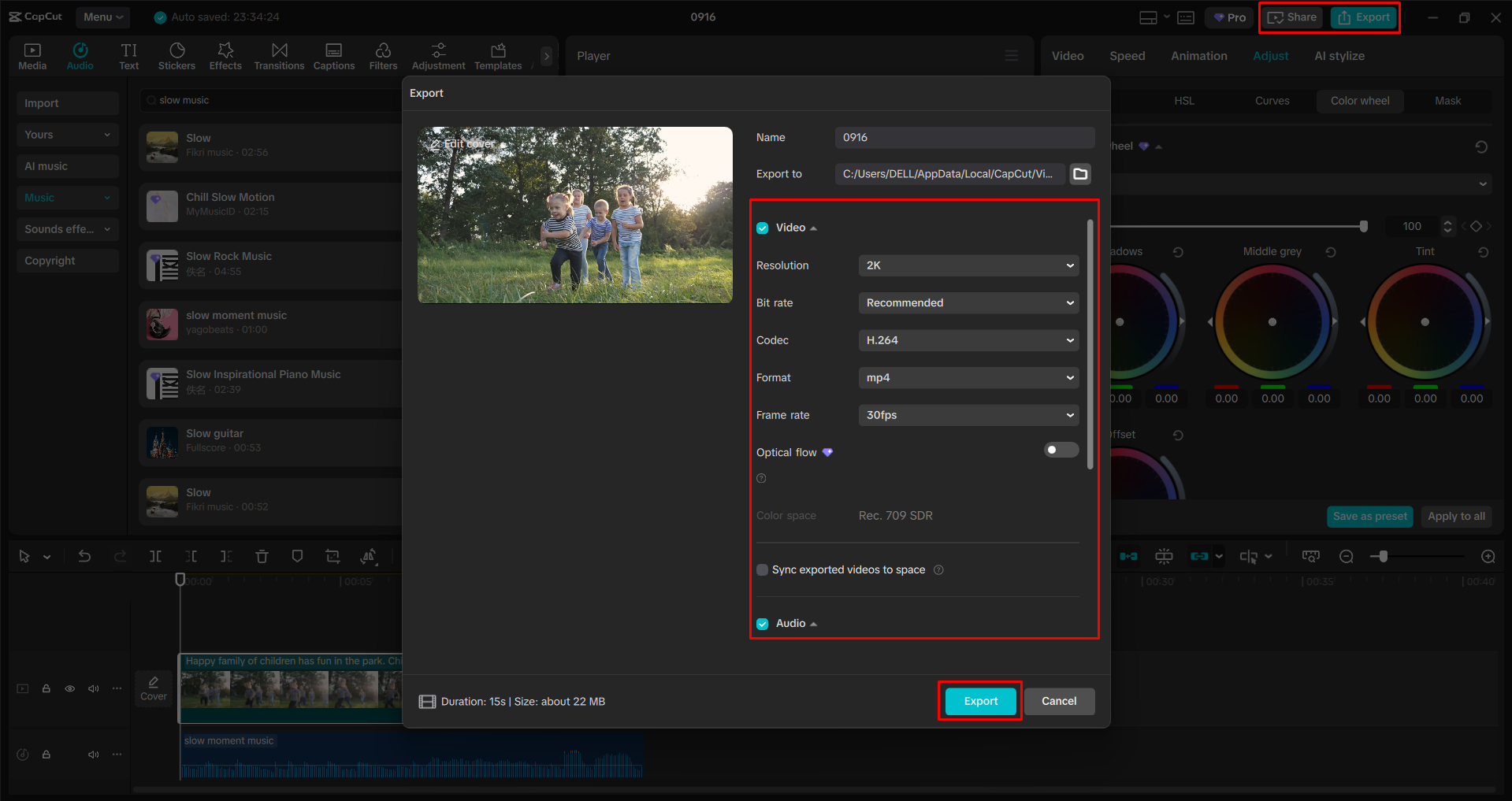 Експорт відео з настільного відеоредактора CapCut