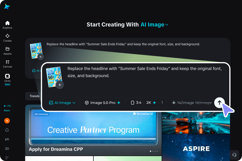 Upload your image and describe the text change