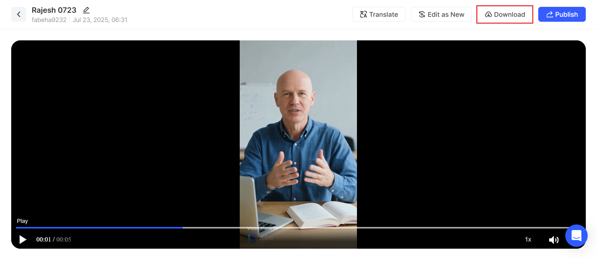 Download your avatar video