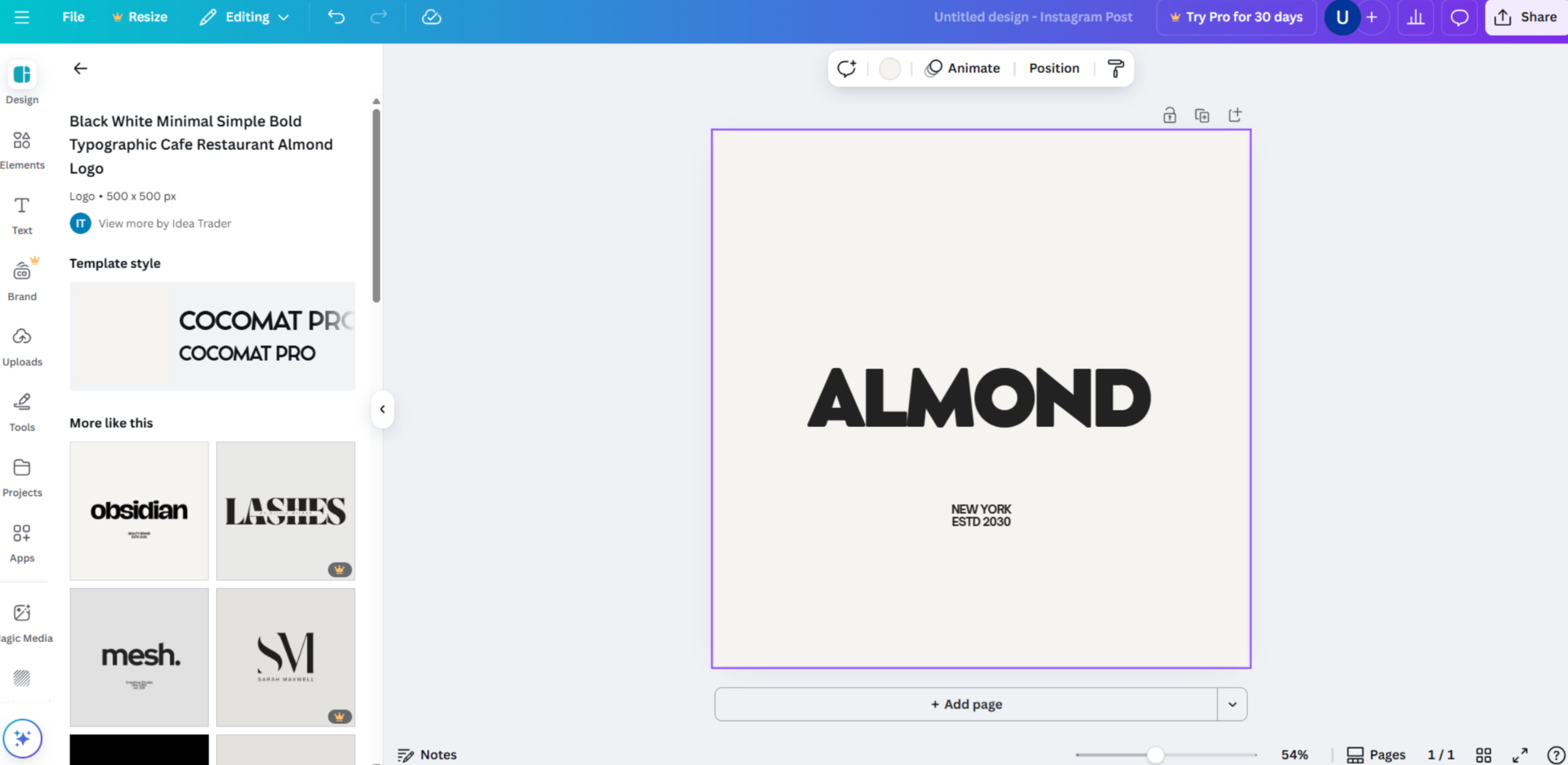 Affiche avec texte audacieux par le générateur d'affiches Canva AI