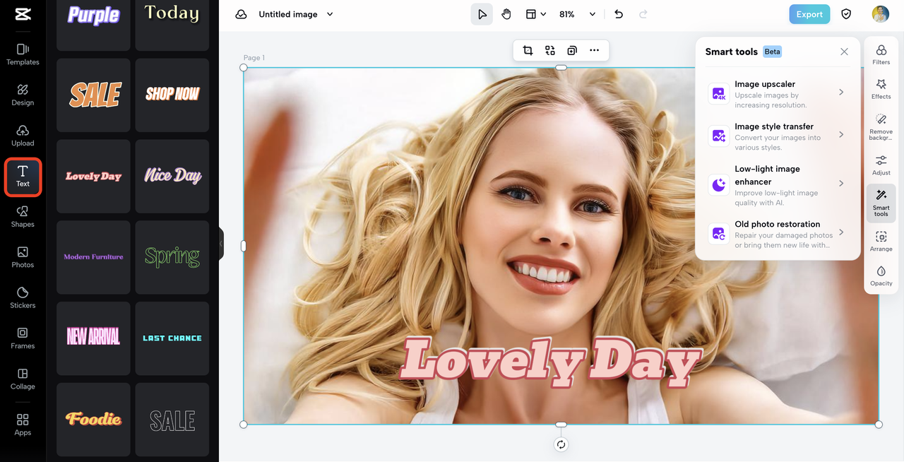 text addition