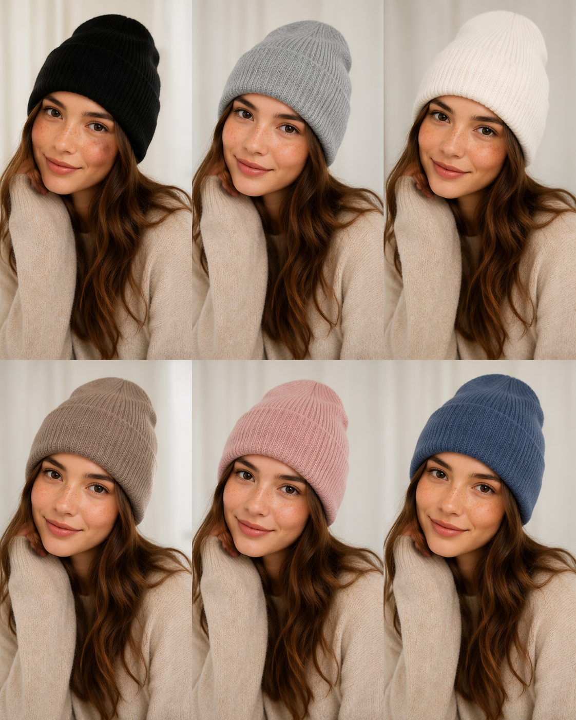 Dreamina virtual beanie try on prompt example 1: Cozy Knit Beanie Portrait