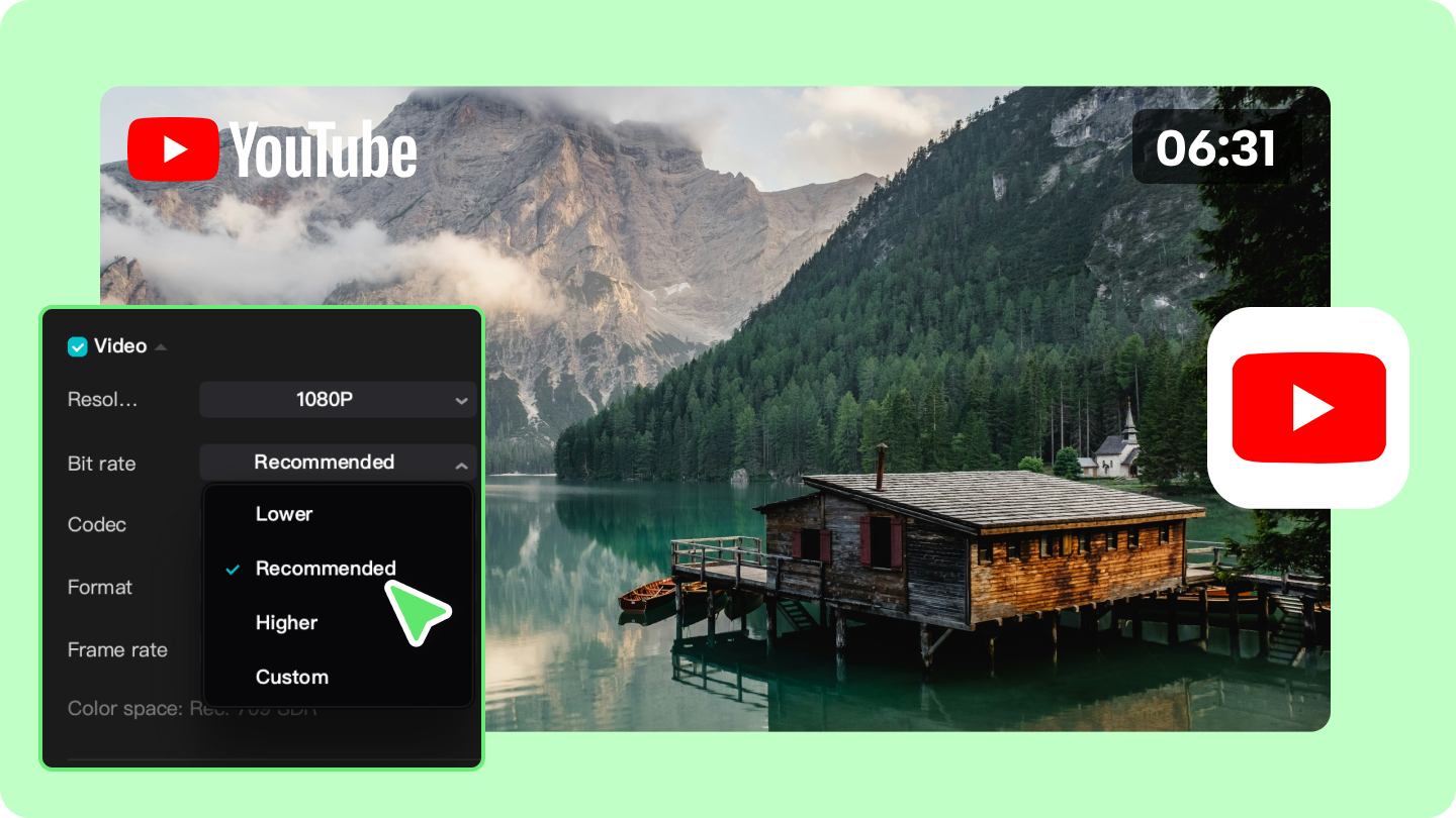 bitrate para sa youtube