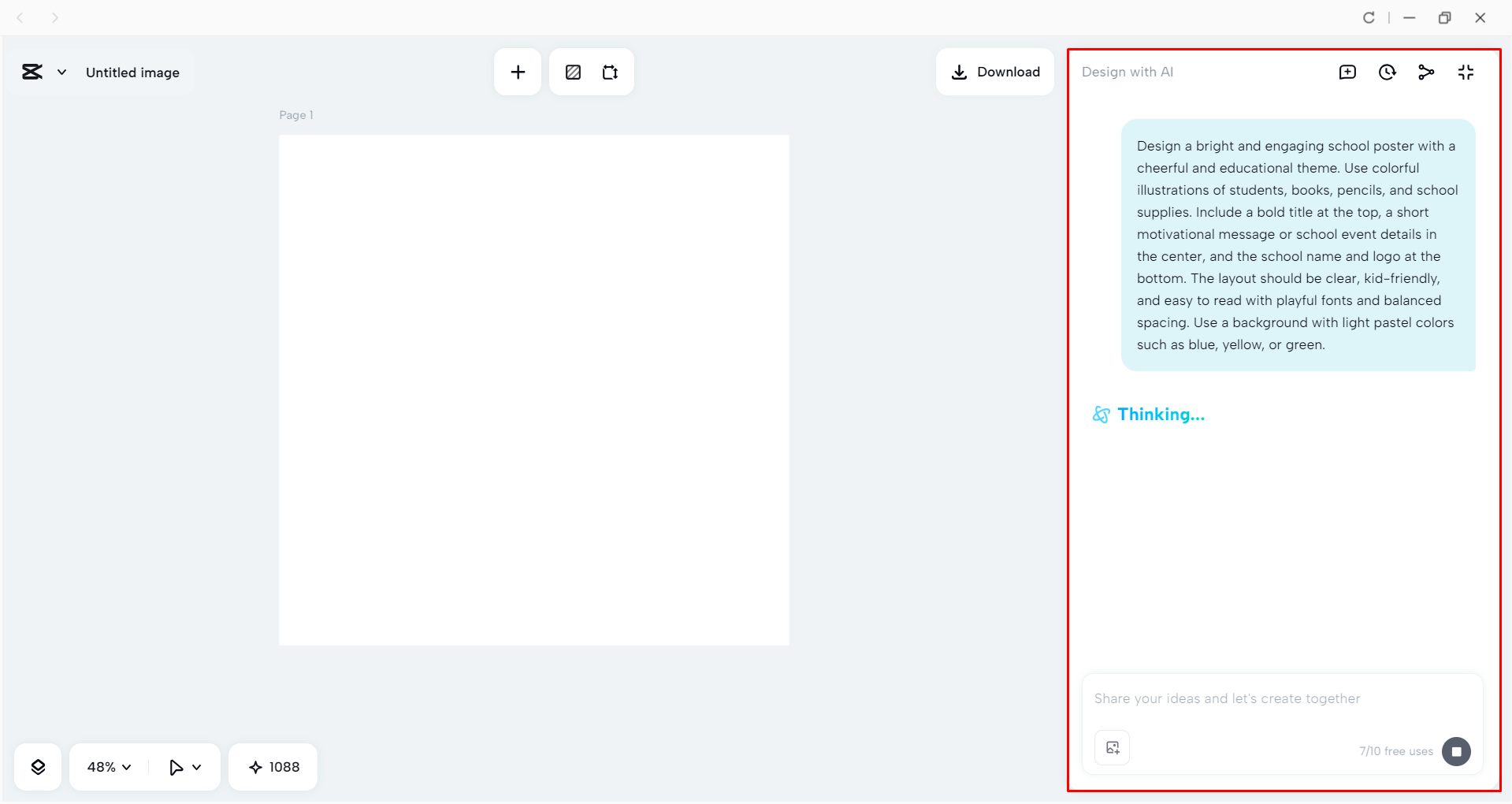 Generating a school poster design with CapCut