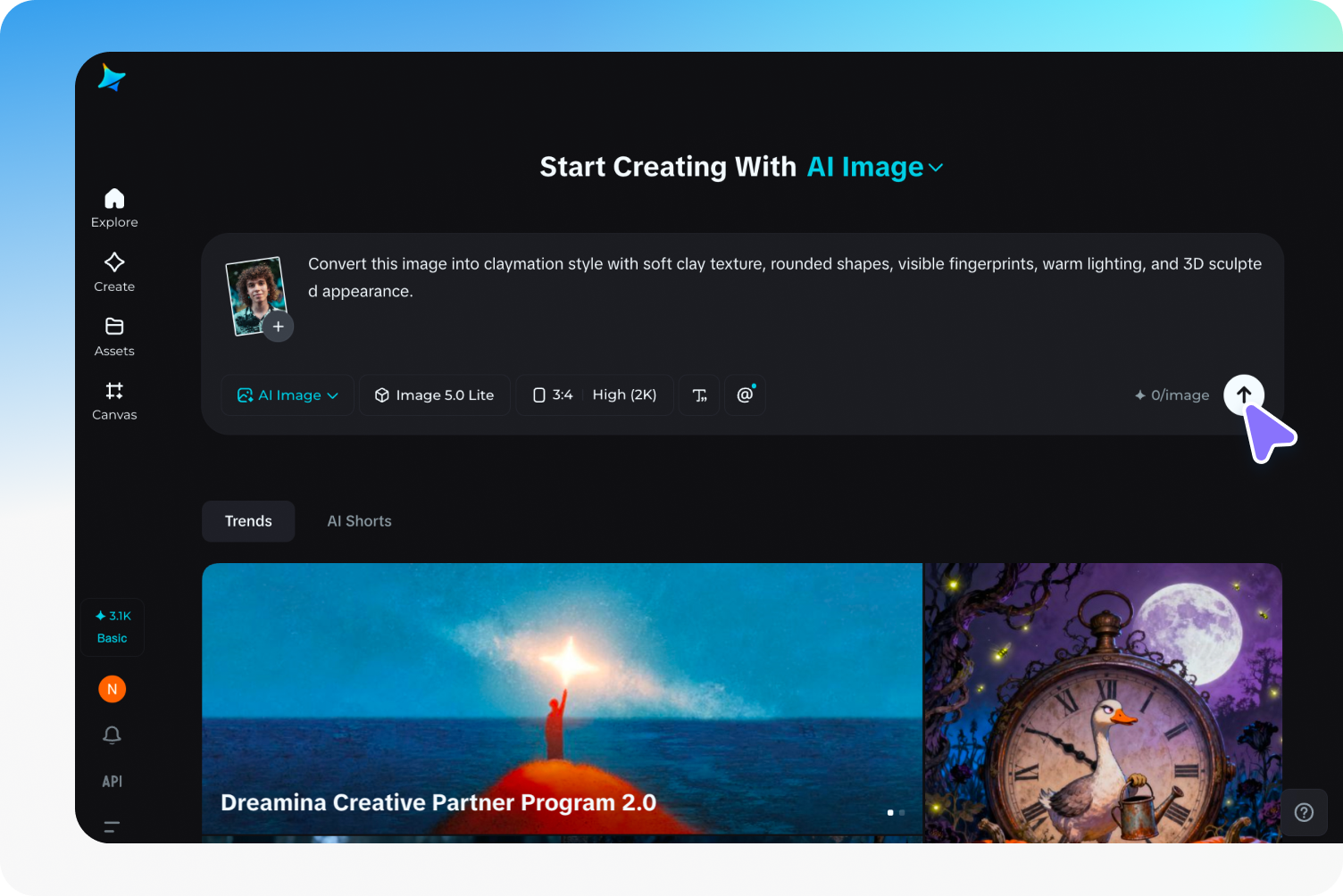 Upload image and write claymation style prompt