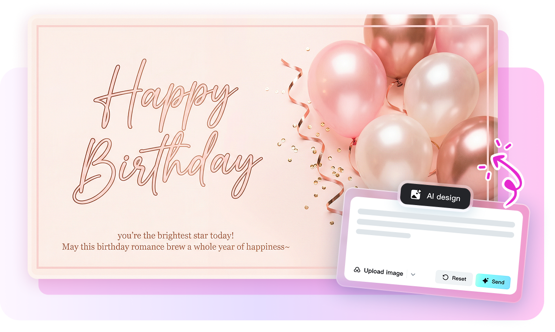 AI generating a custom birthday card design from a text prompt in CapCut