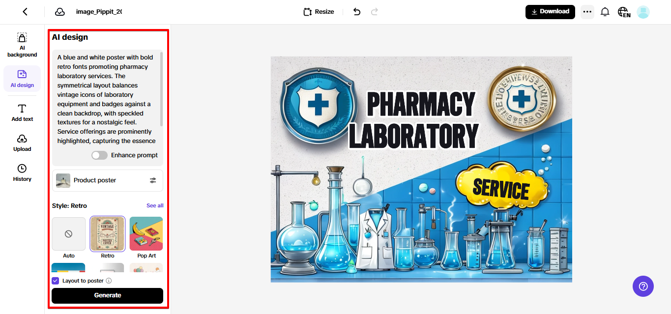AI design tool in Pippit