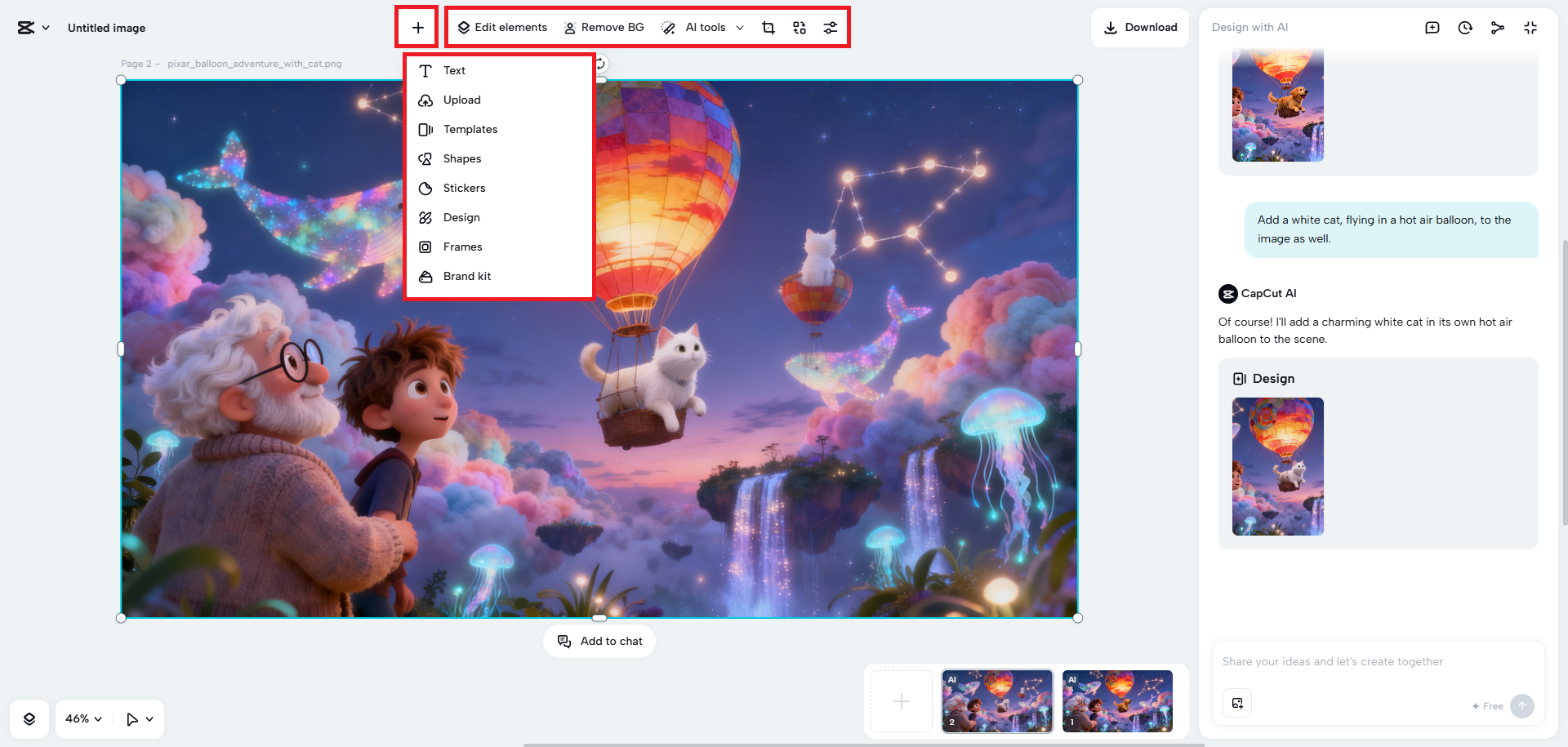 Sesuaikan ciptaan gaya Pixar anda secara manual