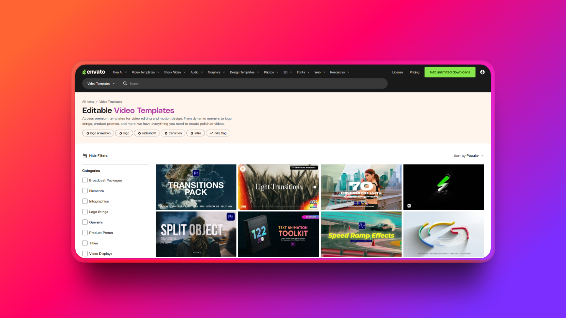Envato video şablonları