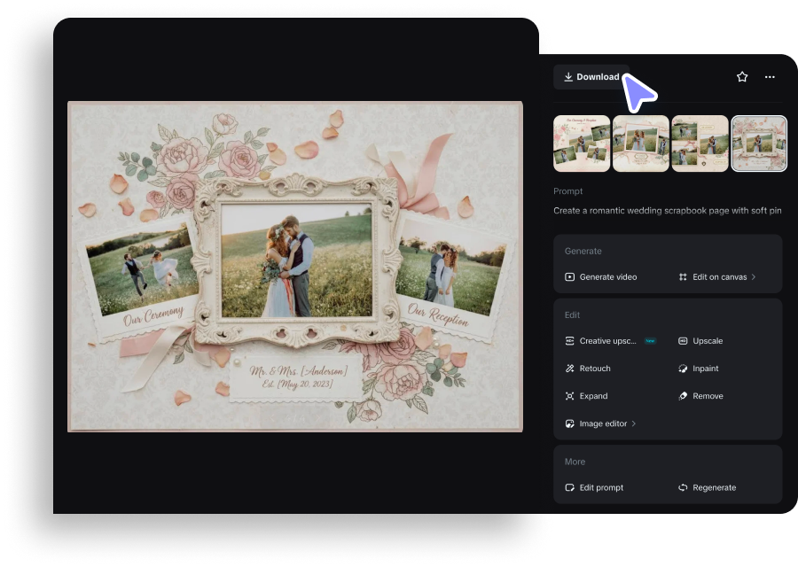 Refine and download your scrapbook 