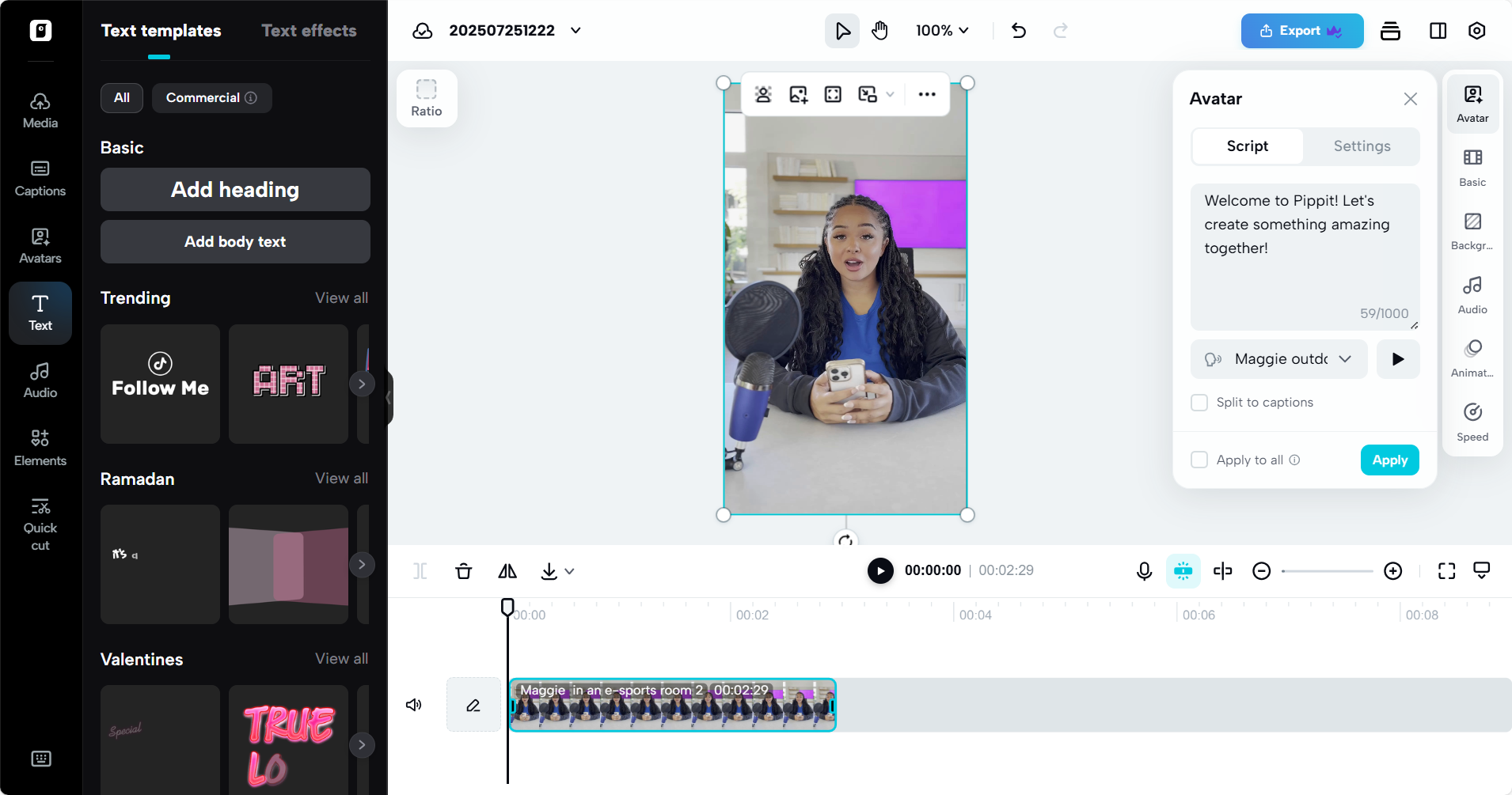 AI video editor ng Pippit