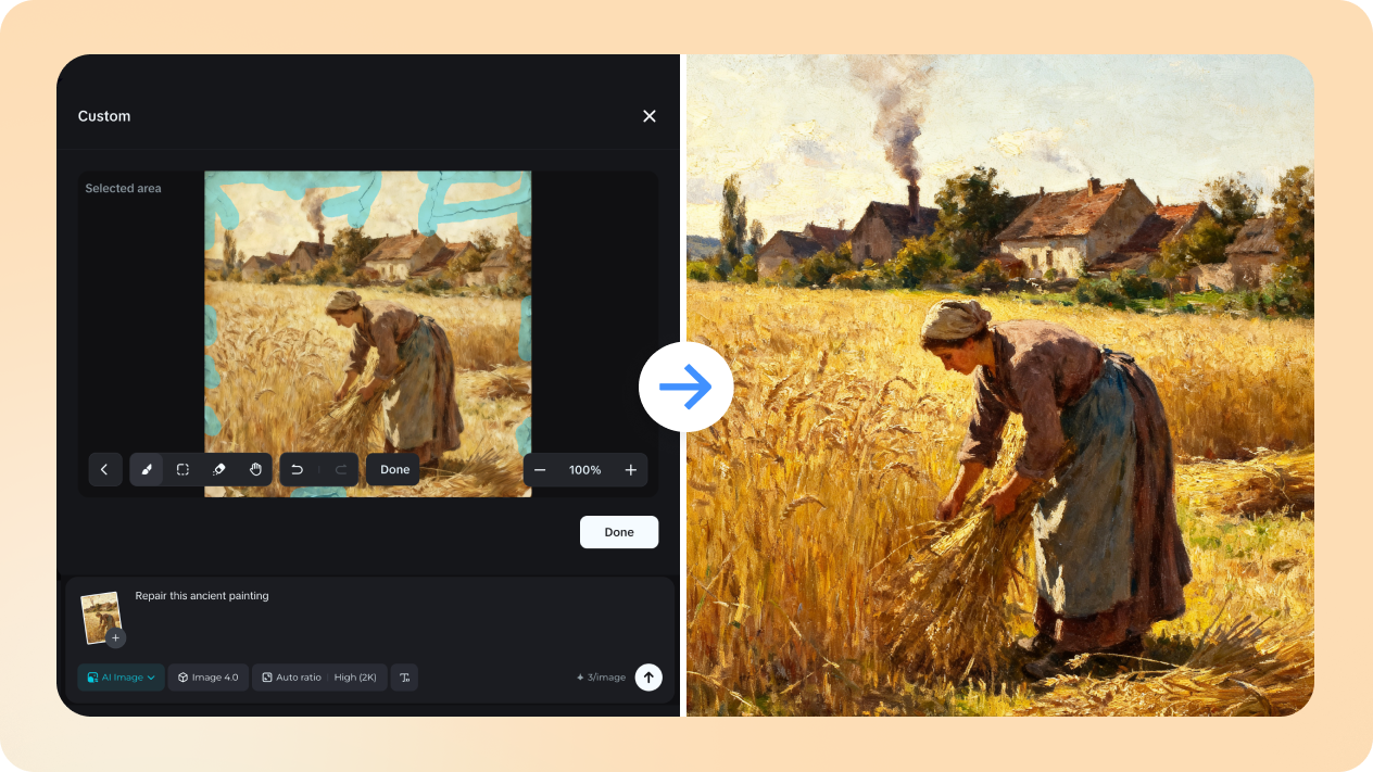 Konstnärligt måleri med verktyget inpaint