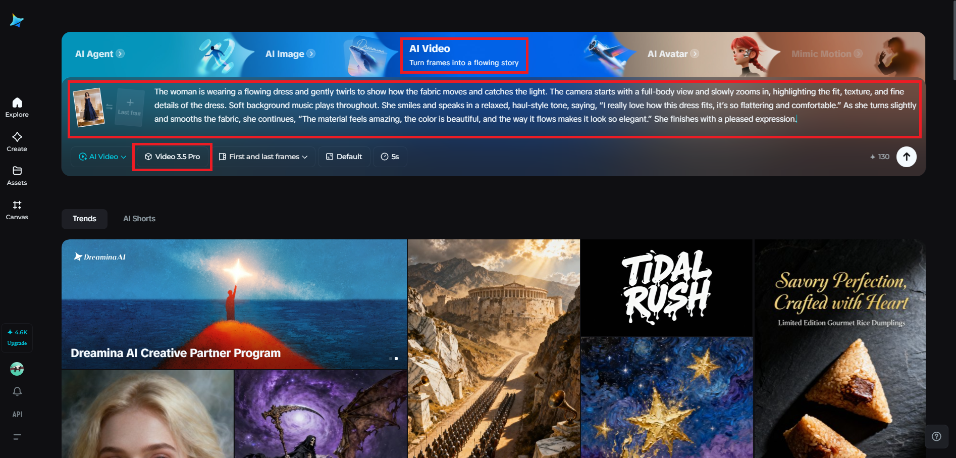 Enter the workspace and write your prompt