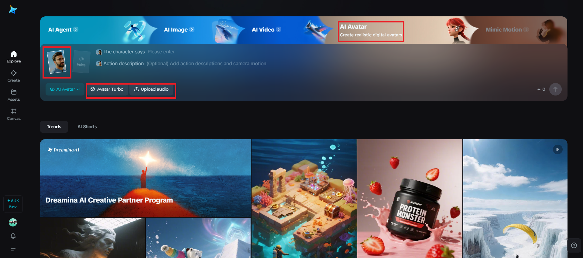 Upload an image on Dreamina