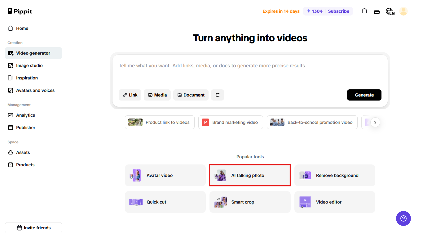 AI talking photo feature