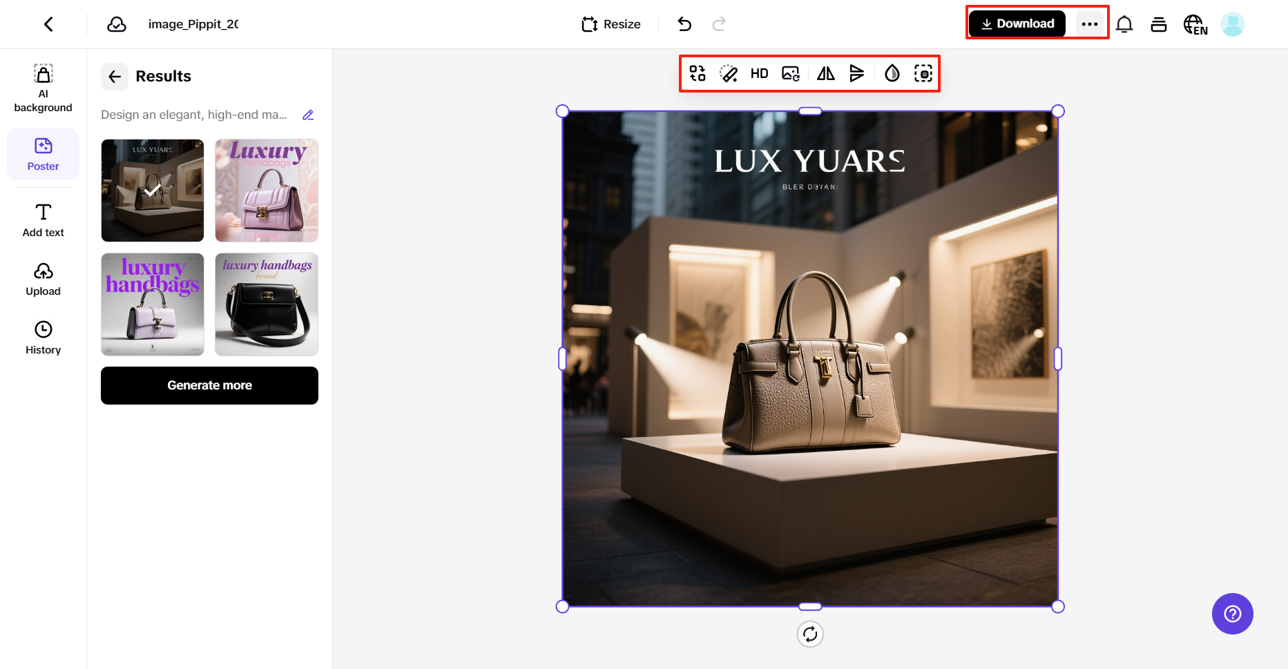 Choose, customize, and download