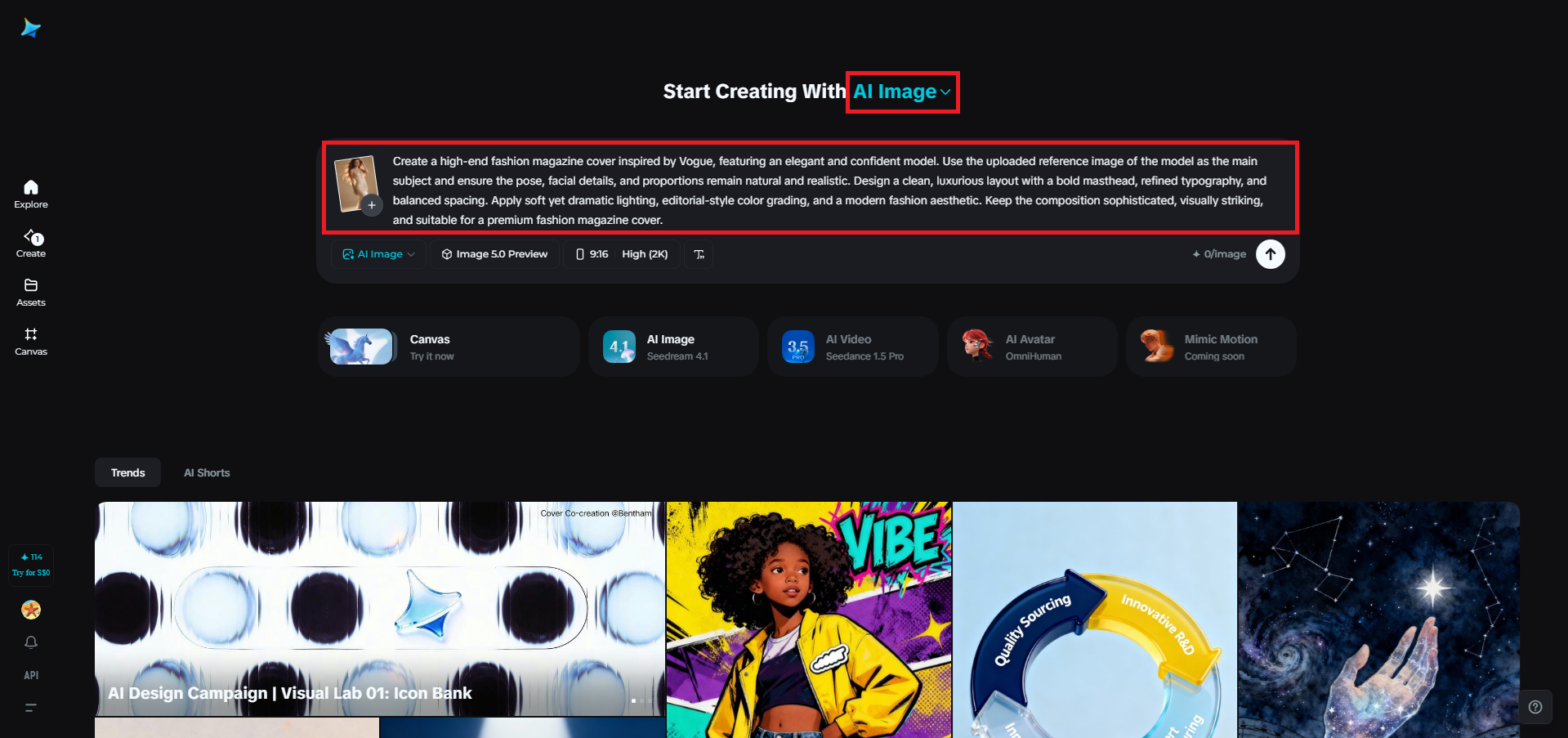 Agregue su concepto o imagen de referencia