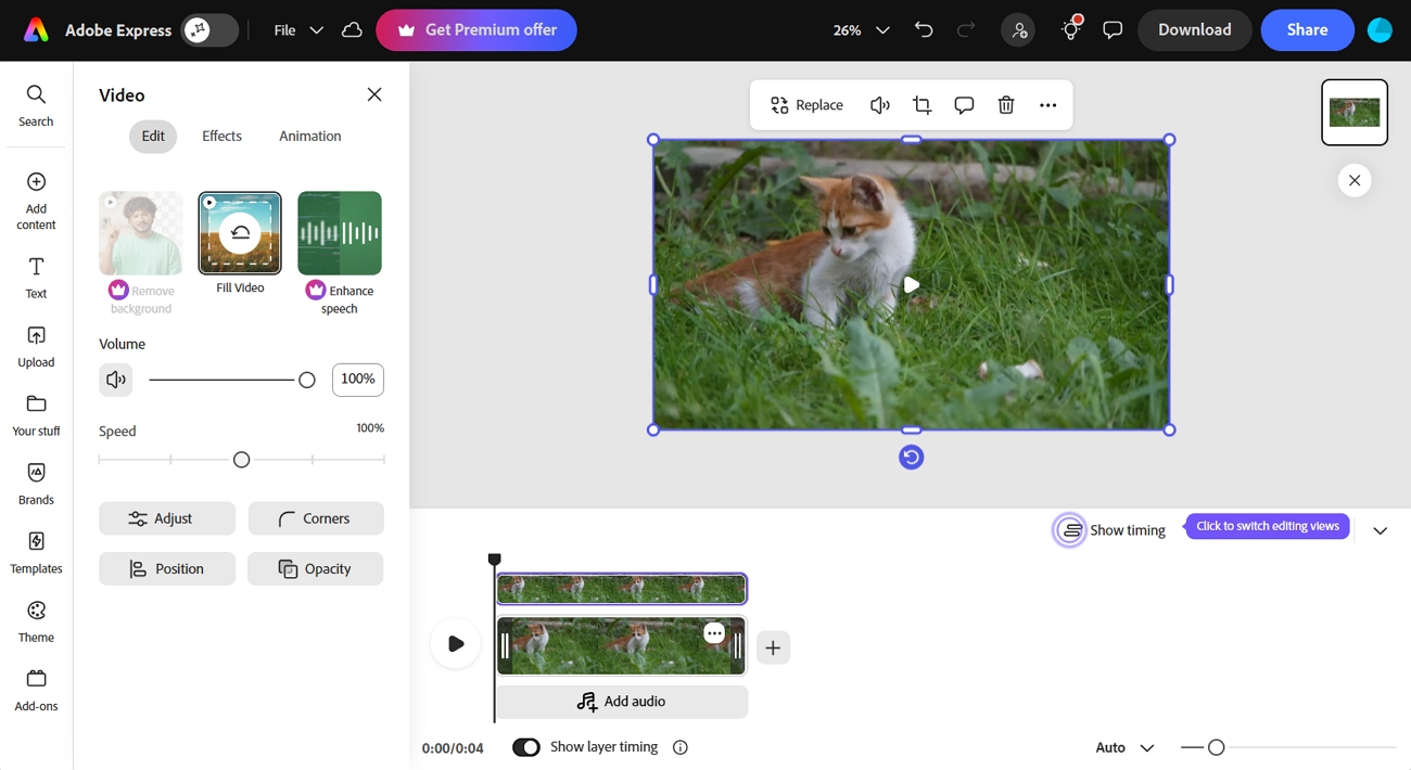 editor de vídeo adobe express