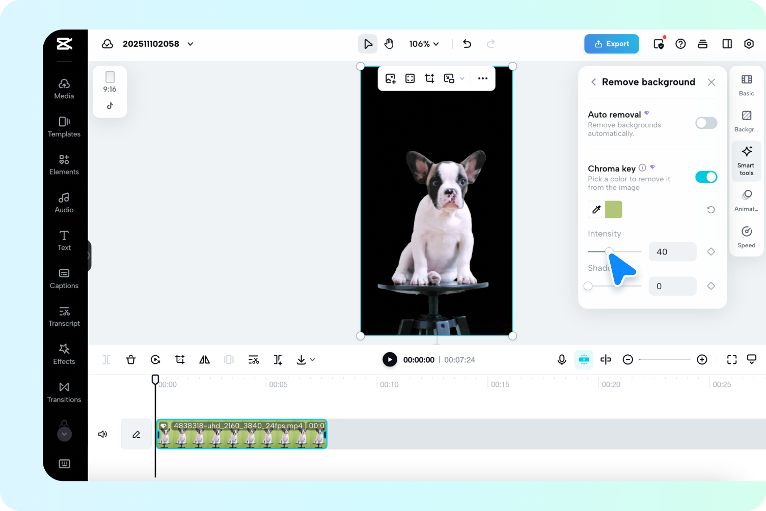 Remove the green screen