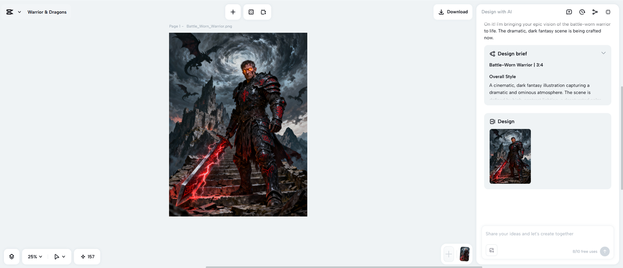 CapCut Web fantasy art generator
