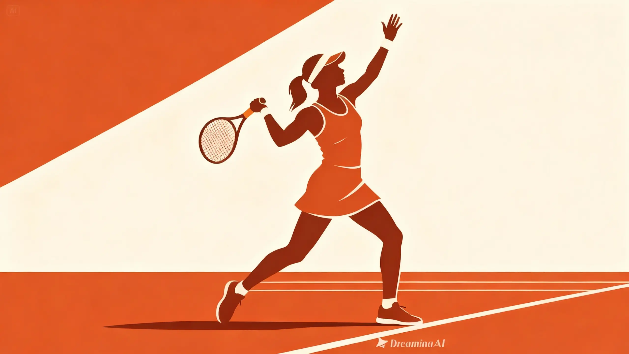 Minimalist silhouette girl tennis poster design