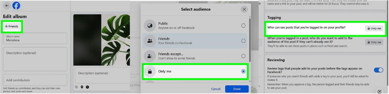 Showing how to limit who can see my featured photos on Facebook on desktop