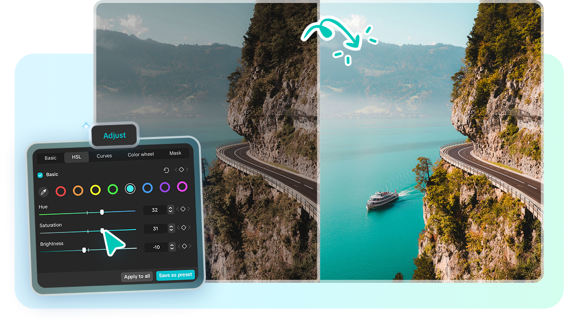 Adjusting video colors precisely using the HSL color model in CapCut