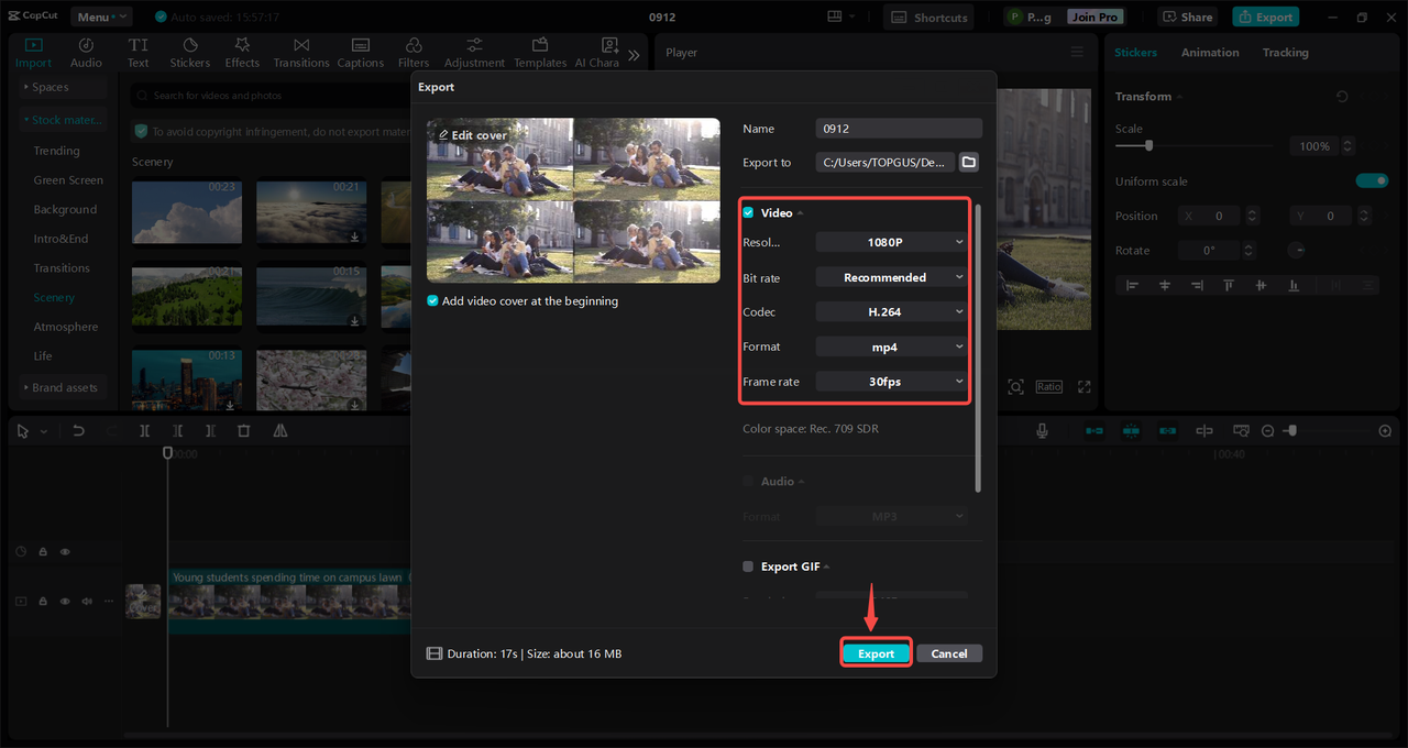 Export your video
