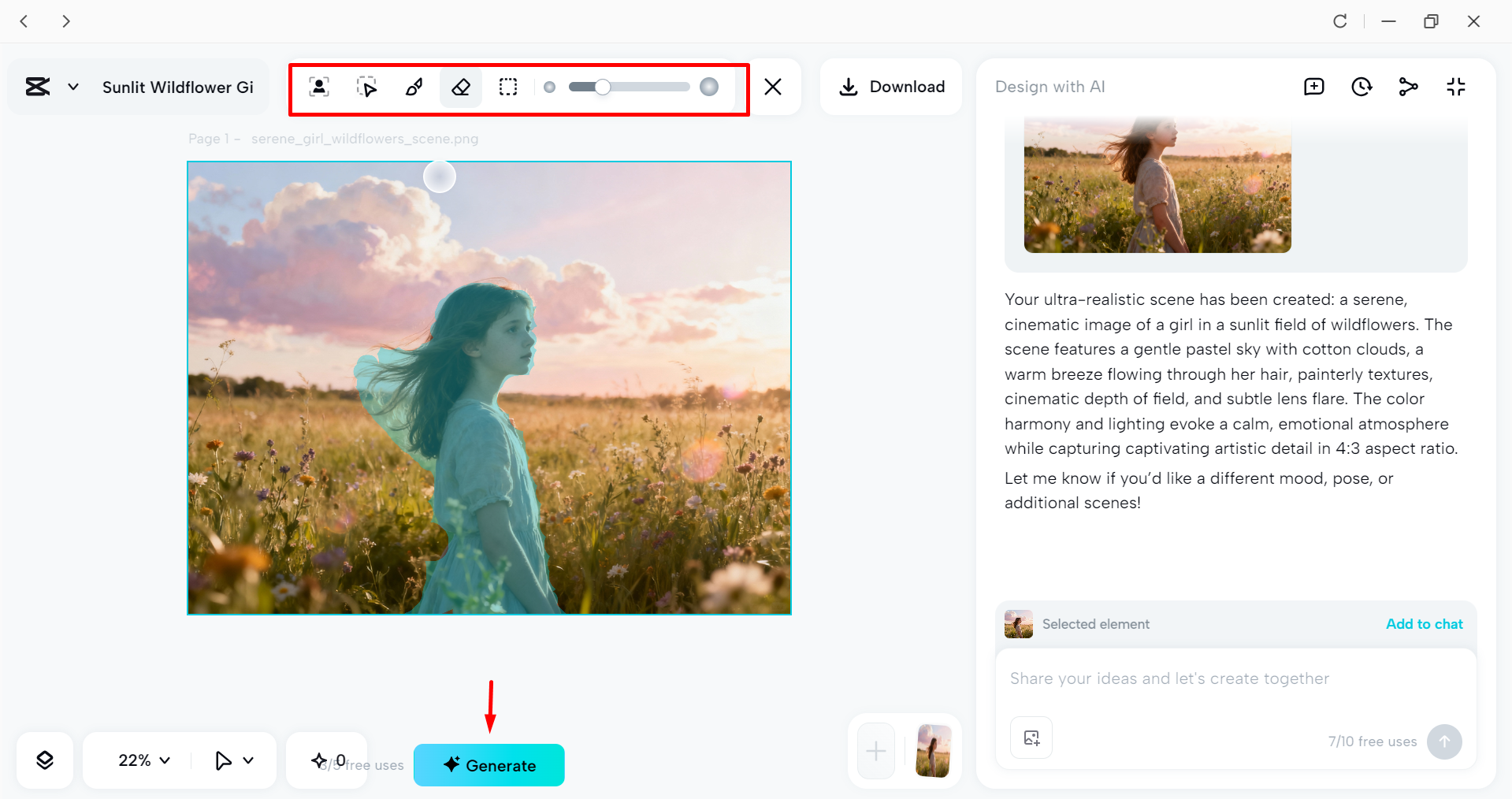 Editing the image in the CapCut desktop video editor
