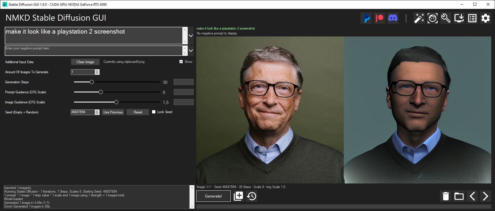 Interface of the Stable Diffusion image generator