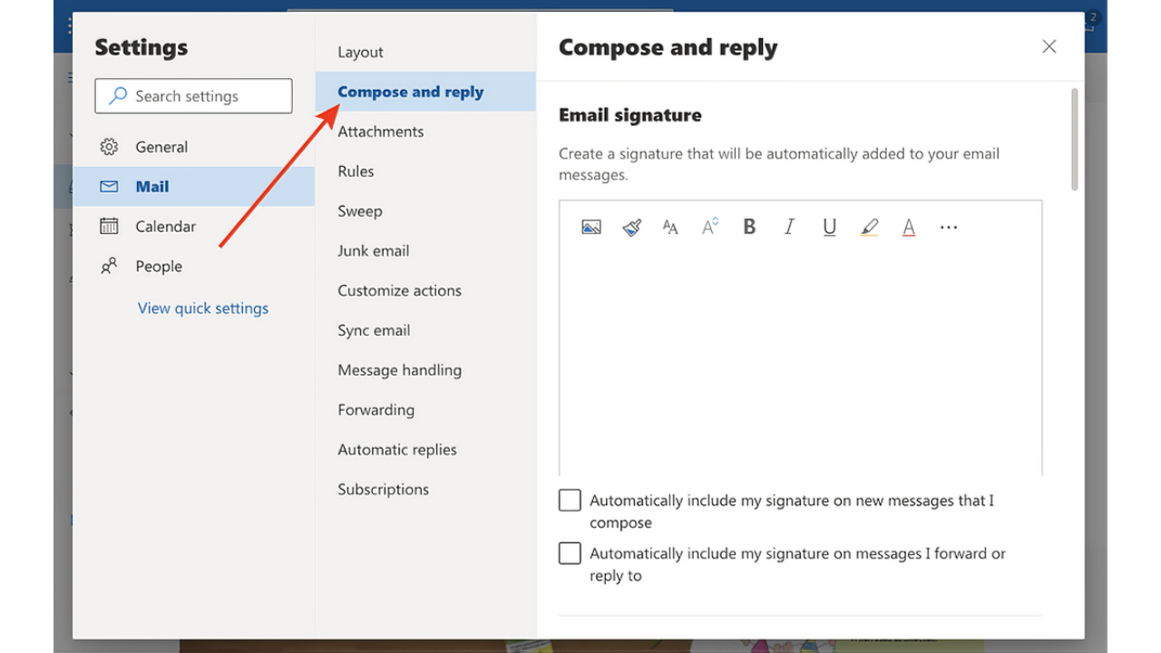 Copy and apply the signature in Outlook