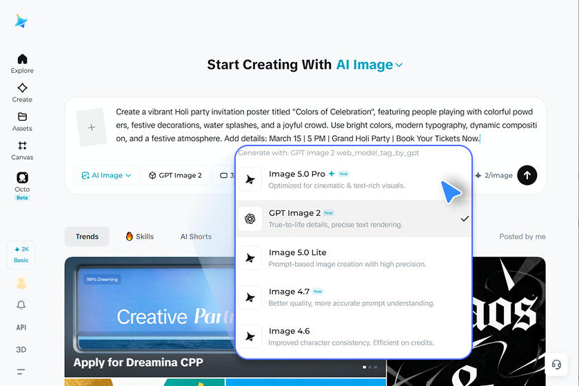 Choose a model and generate