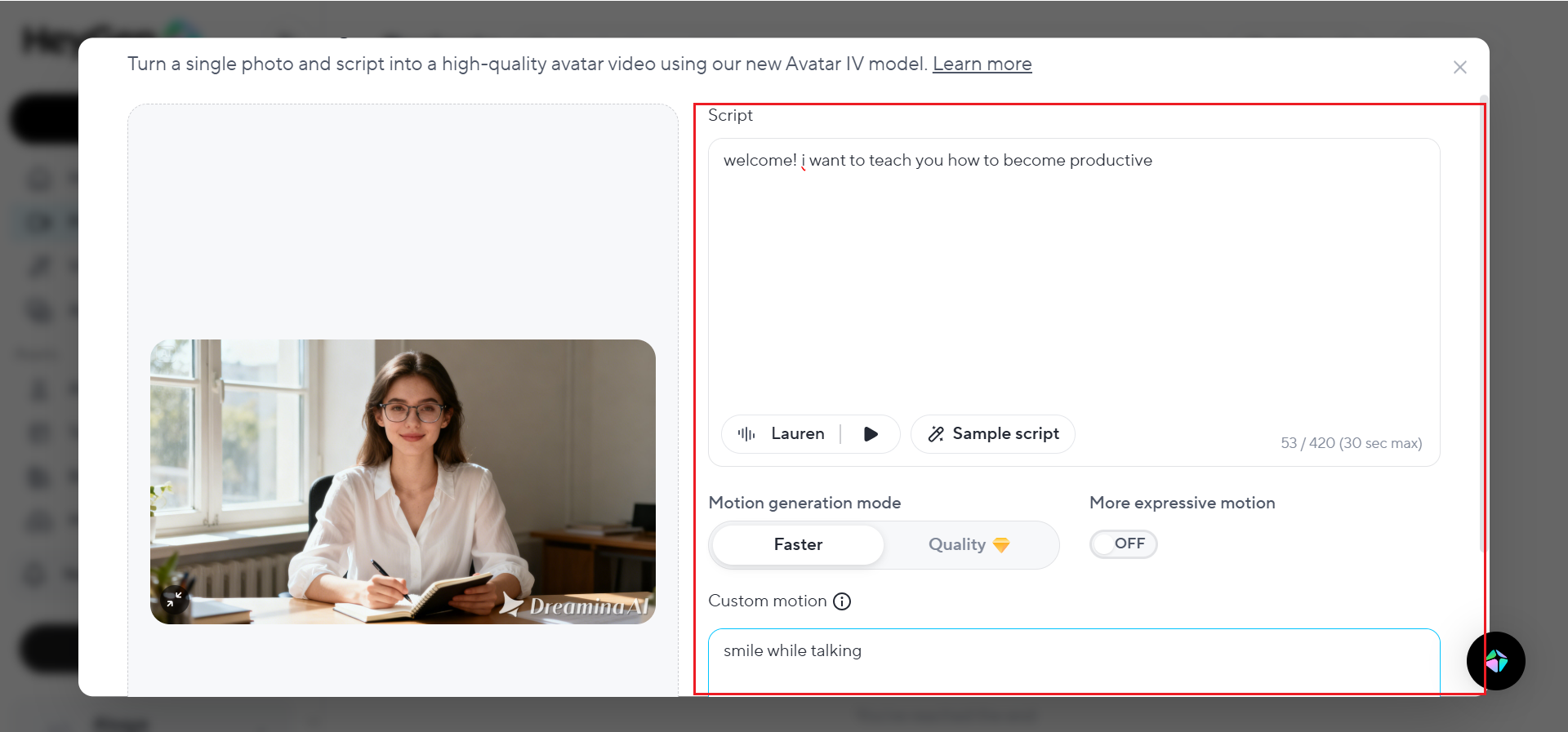 Personaliza tu deepfake