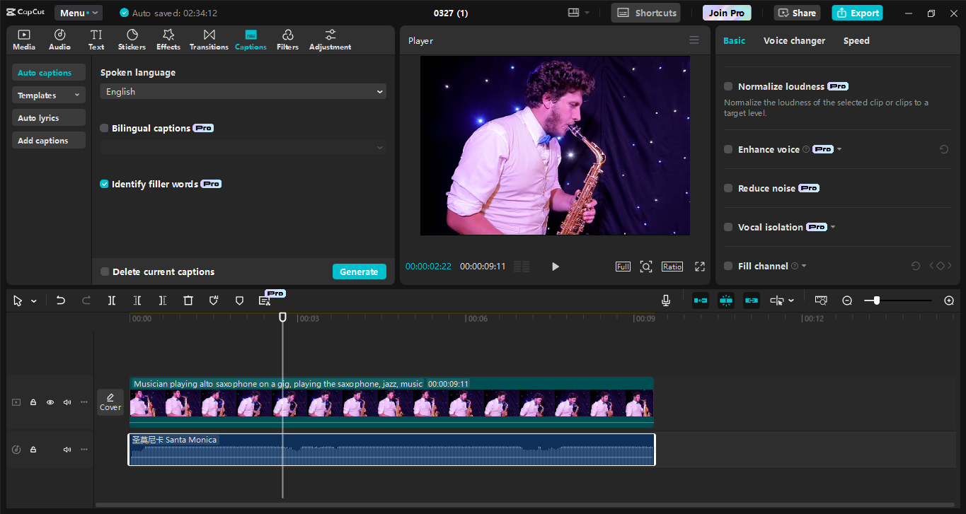 Interface of the CapCut desktop video editor