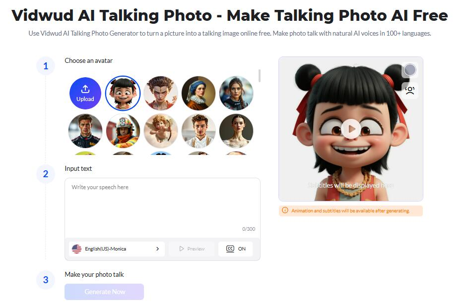 Interface ng Mango Animate - isa pang tool para gumawa ng photo talk online nang libre