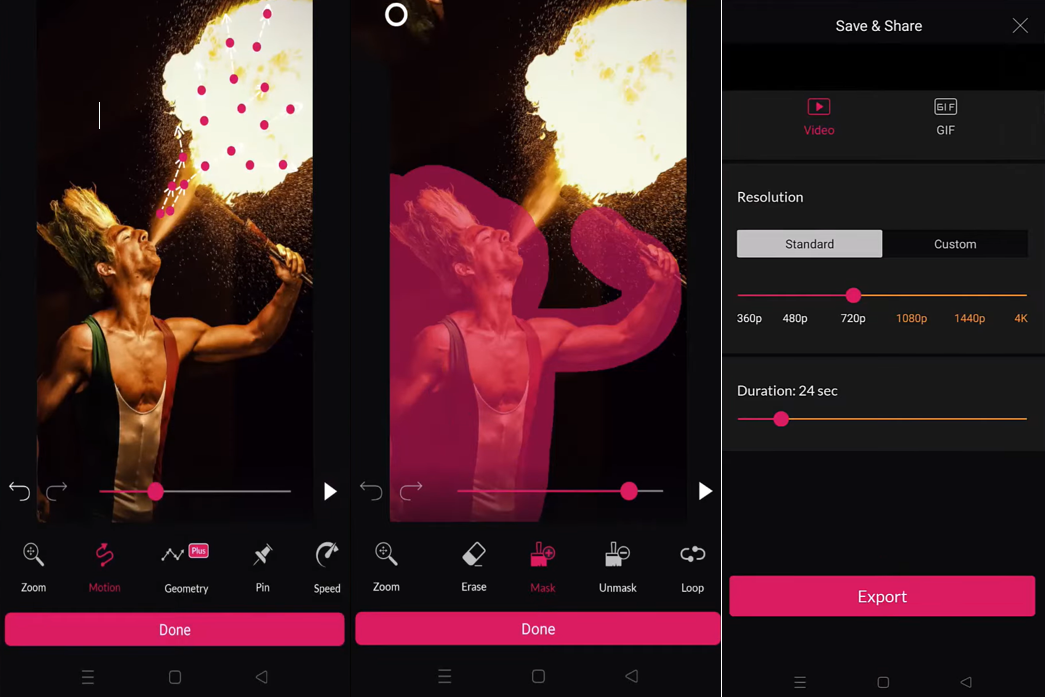 Pixamotion - animasyonlu resimler yapmak için bir mobil uygulama