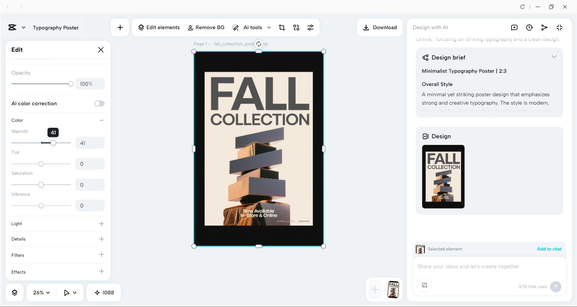 Interface of the CapCut desktop video editor - an efficient tool to make typography poster designs