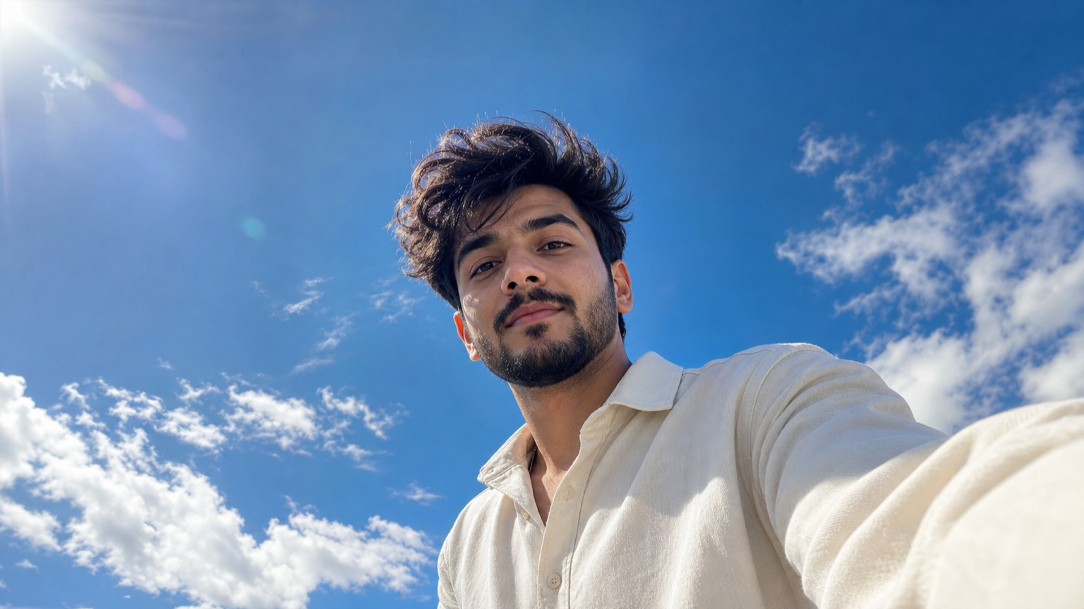 Blue Sky Selfie AI Prompt example created for Dreamina