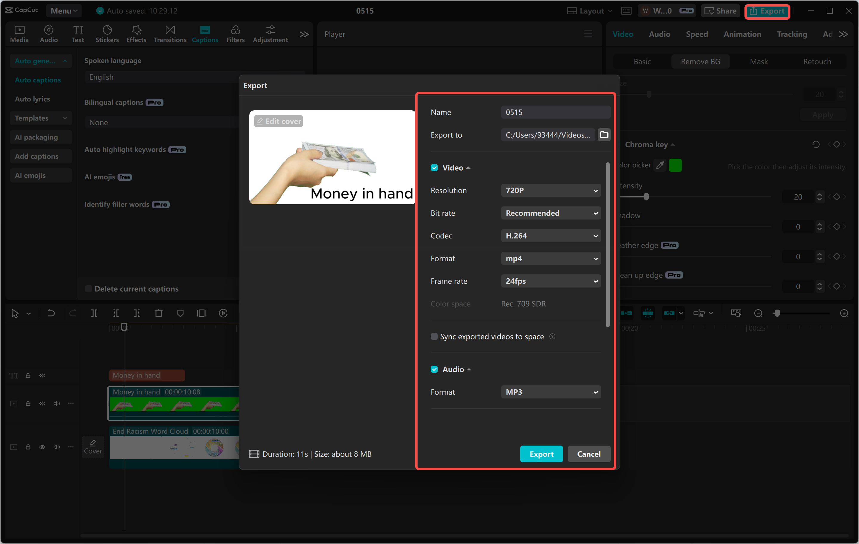 Exportieren eines Videos aus dem CapCut Desktop-Video-Editor