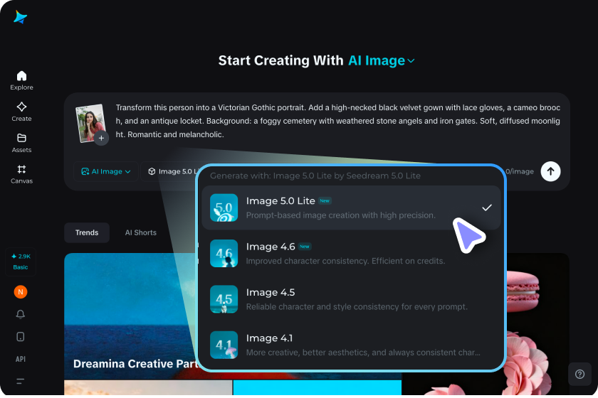 choose your AI model and generate