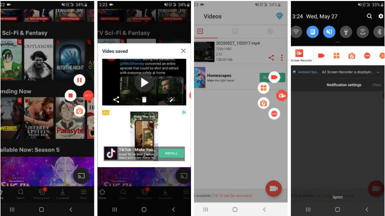 Interface of AZ Screen Recorder - a freeware screen capture tool