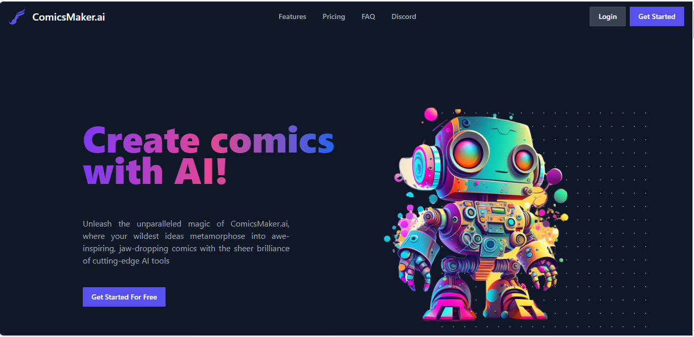 Interfaz de ComicsMaker.ai